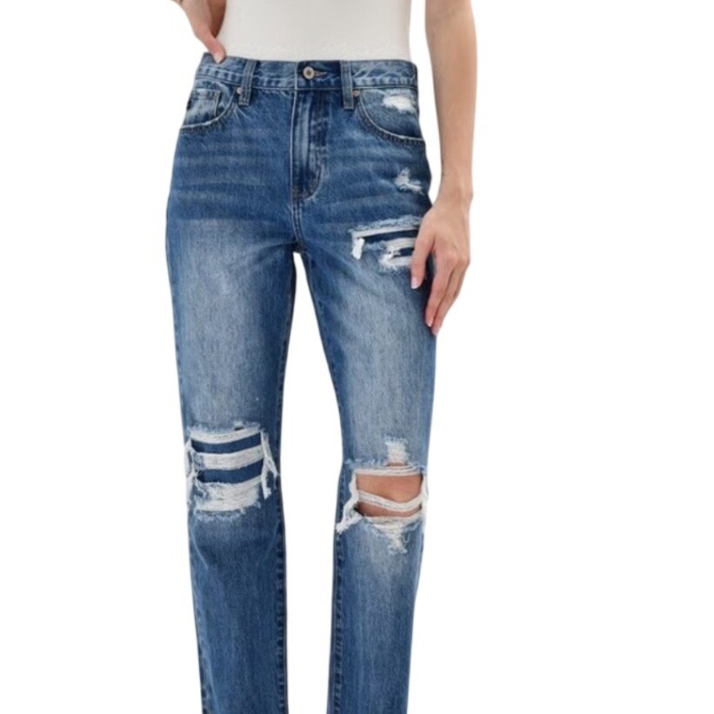 KanCan Estilo Distressed Boyfriend Jeans Lt Wash Ripped Denim Casual‎ Women 9/28